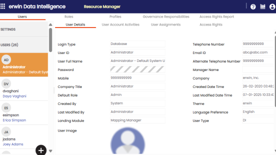 Platform Dashboard Resource Manager Page