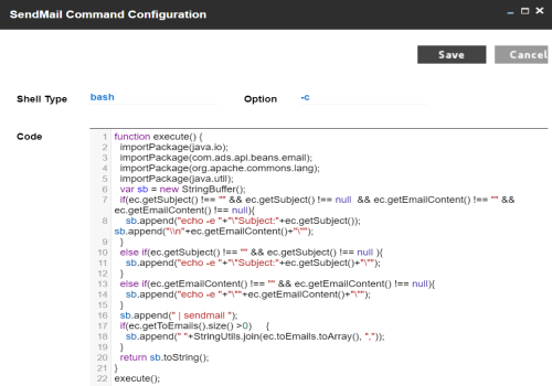 Sendmail Command Configuration
