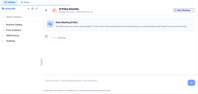 AI Policy Generator chat window 