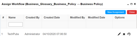 Assign Workflow Business Glossary Business Policy