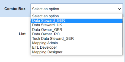 Combo Box Options Values
