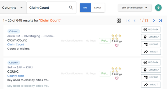 Discover Assets Columns List
