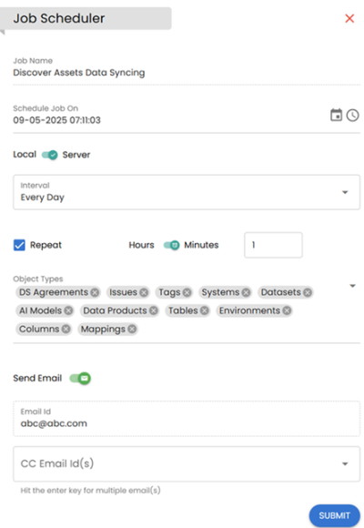 Discover Assets Settings Jobscheduler