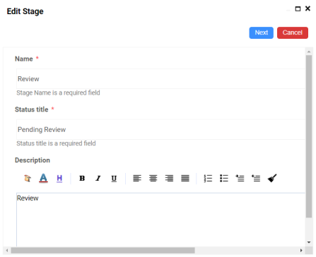 Edit Stage Page