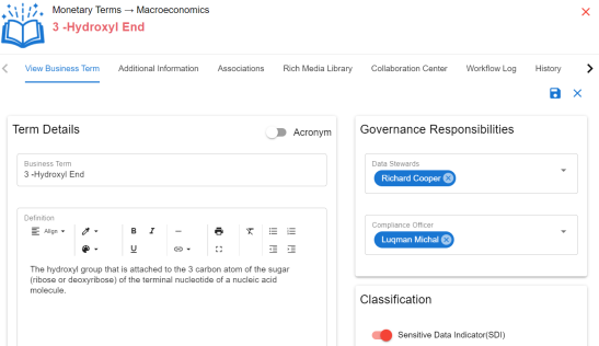 Edit View Business Terms