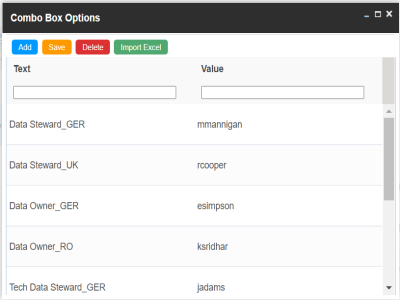Extended Properties Options Value