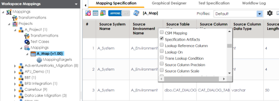 Header Menu Mapping Specification