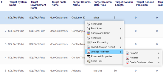 Lineage Analyzer Column