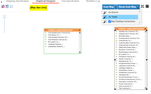 Mapping Meta Catalog Table Target
