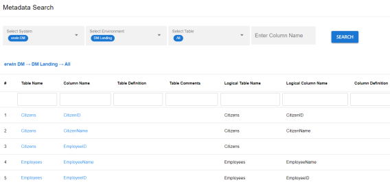 Mapping Metadata Search Page