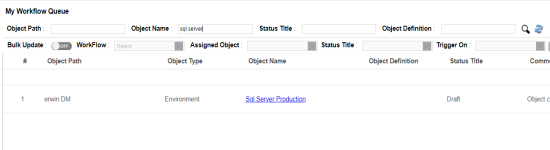 My Workflow Queue Environment Search Result