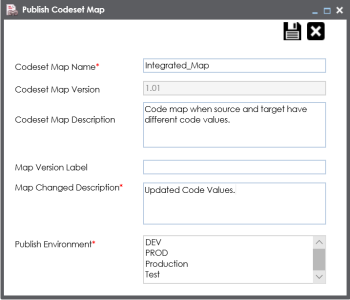 Publish Codeset Map Window