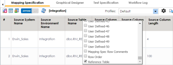 Reference Table Column Mapping Specification