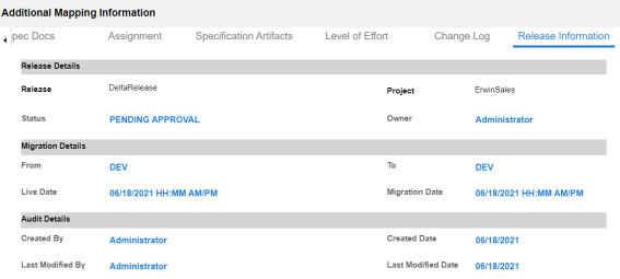 Release Information Mapping Specification