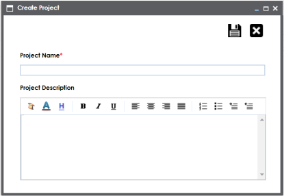 Requirements Create Project Page