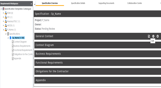 Specifications Template