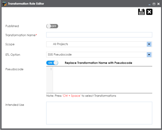 Transformation Rule Editor