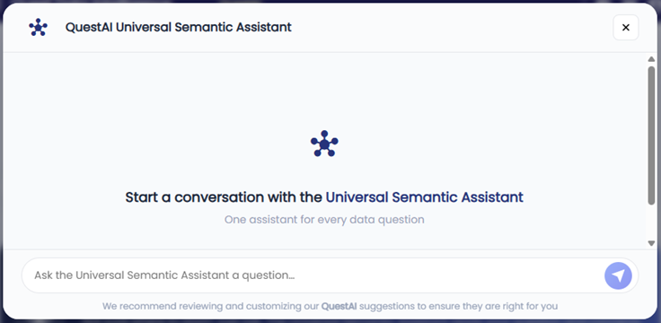 QuestAI Universal Semantic Assistant's conversation screen