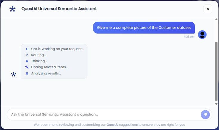 QuestAI Universal Semantic Assistant analyzing the query