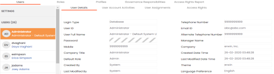 Users Tab