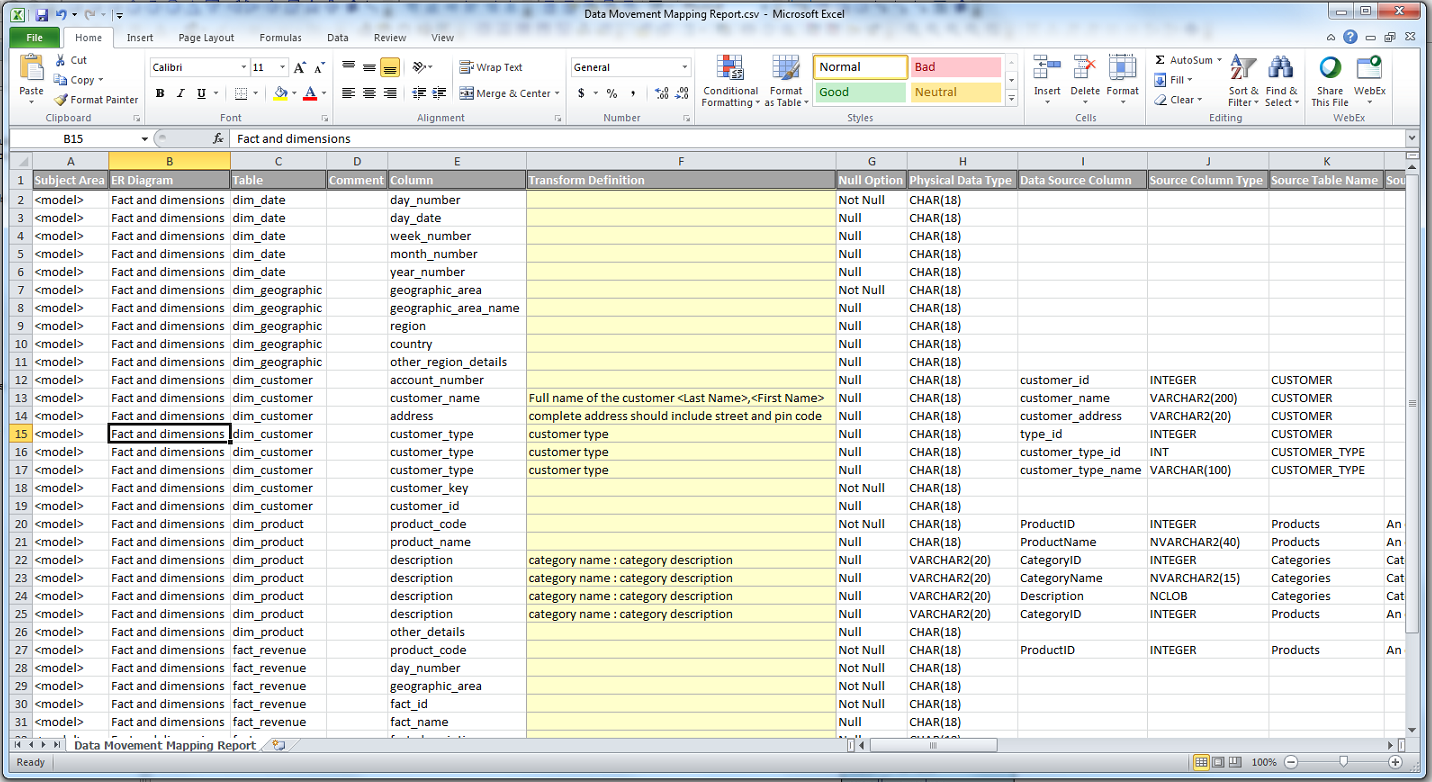 ETL Mapping CSV Output