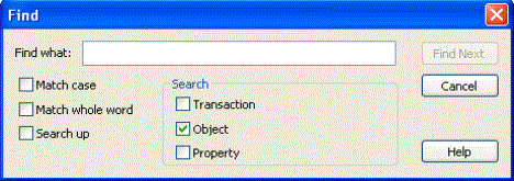 Action Log Find Dialog