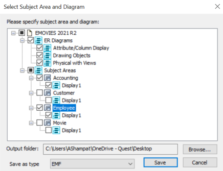 Generate Picture Subject Area Diagram Pane