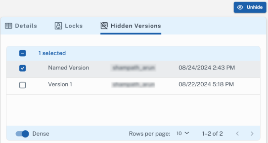 Hidden Versions