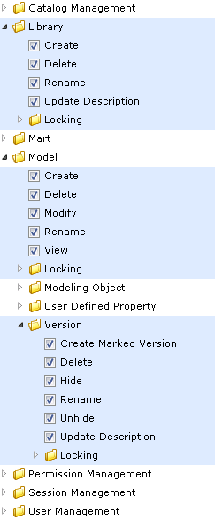 Displaying catalog object level permissions