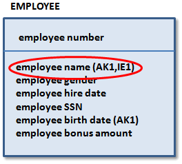 EMPLOYEE entity with the employee name attribute assigned as an inversion entry attribute